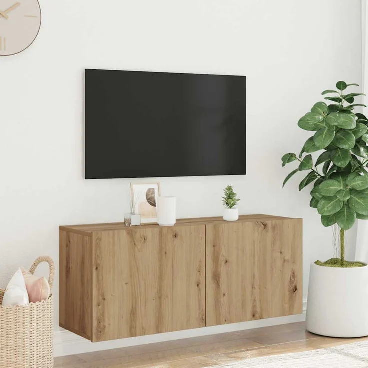 TV-Wandschrank, TV-Hängeboard Fernsehschrank Artisan-Eiche 100 x 30 x 41 cm – Bild 3
