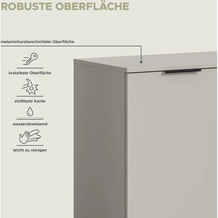 Sideboard B/H/T: 80x185x41 cm in Kaschmir Nachbildung und schwarz – Bild 8