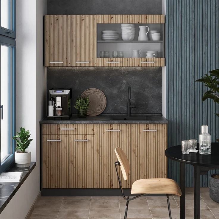 Küchenzeile R-Line Artisan Eiche/Anthrazit 140 cm , AP Eiche Vicco – Bild 4