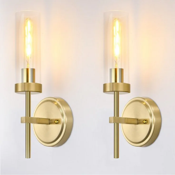 POPOLIC Wandleuchte Badezimmer-Wandleuchten-Set (2 Stück), modernes Wandleuchten-Set, fest verdrahtet, Badezimmer-Waschtischleuchte, klares Glas, geeignet für Wohnzimmer, Flur, Spiegel, Schlafzimmer, Treppen