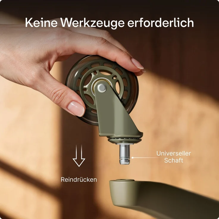 Desktronic Bürostuhlrollen Grün, Ersatzrollen 360°, Set 5 Stück, Ersatzräder für Bürostühle auf Teppich- und Parkettböden – Bild 5