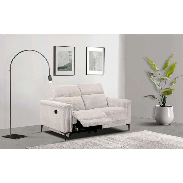 Places of Style 2-Sitzer Lund in Cord, mit manueller o. elektrischer, Relaxfunktion, USB, Kopfteilverstellung, Breite 160 cm