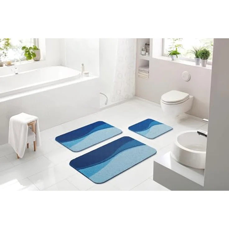 Linea Due Flash Badteppich 60x90 cm blau – Bild 3
