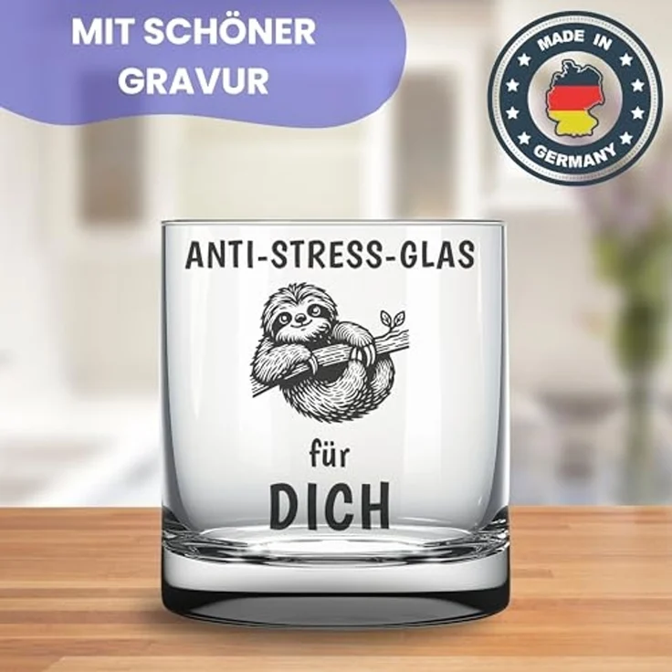 Lasernauten Whiskyglas Trinkglas mit Gravur "Anti-Stress-Glas für dich" lustige Geschenkidee, mit Gravur – Bild 3