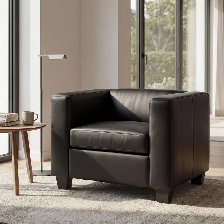 Sessel Loungesessel Lille ~ Leder, schwarz