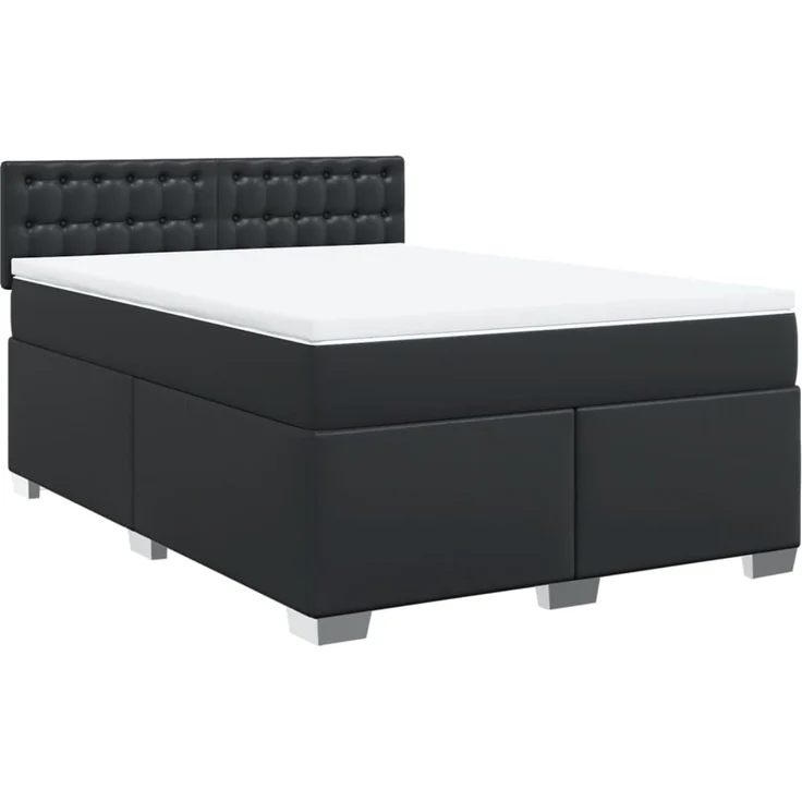 vidaXL Boxspringbett mit Matratze Schwarz 140x190 cm Kunstleder 3288420 – Bild 3