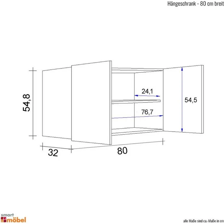 Flex-Well Hängeschrank Hängeschrank Küche - 80 cm breit - Buche – Namu – Bild 3