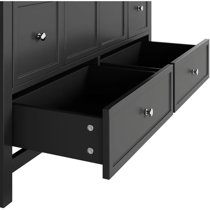 Freistehender Waschtisch 120 x 50 x 86,5 cm aus MDF mit Kunstharzbecken, schwarz – Bild 9