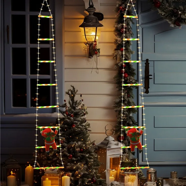 ABC Weihnachts-Lichterleiter mit Weihnachtsmann, 3 m, trapezförmige Lichterkette