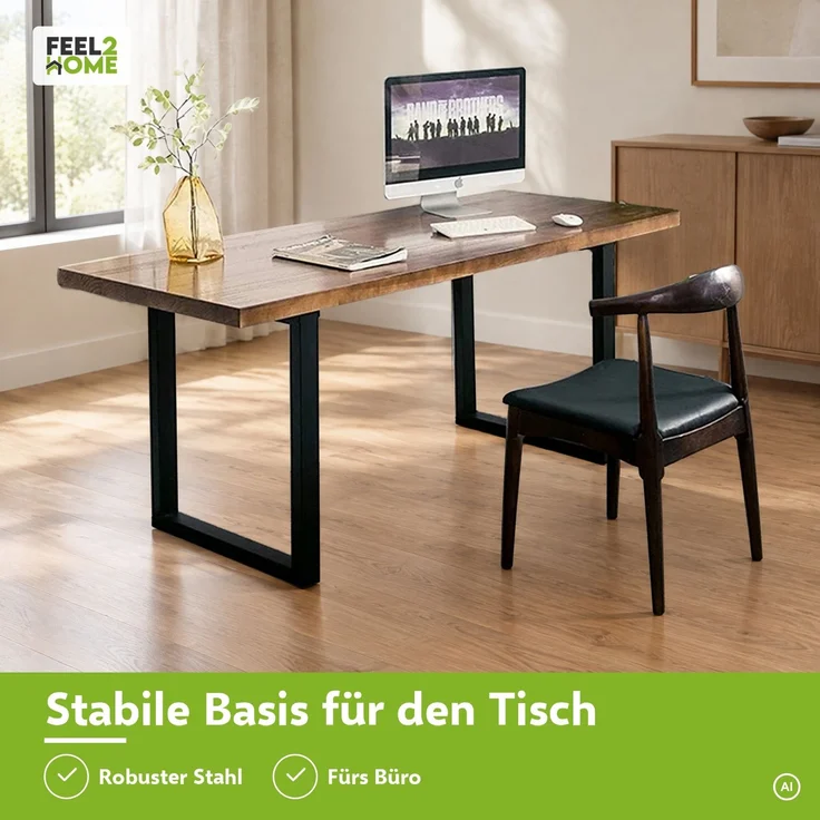 Tischuntergestell 90x72cm Möbelfüße Schwarz Tischbeine Industrie Bankkufen Stahl – Bild 5