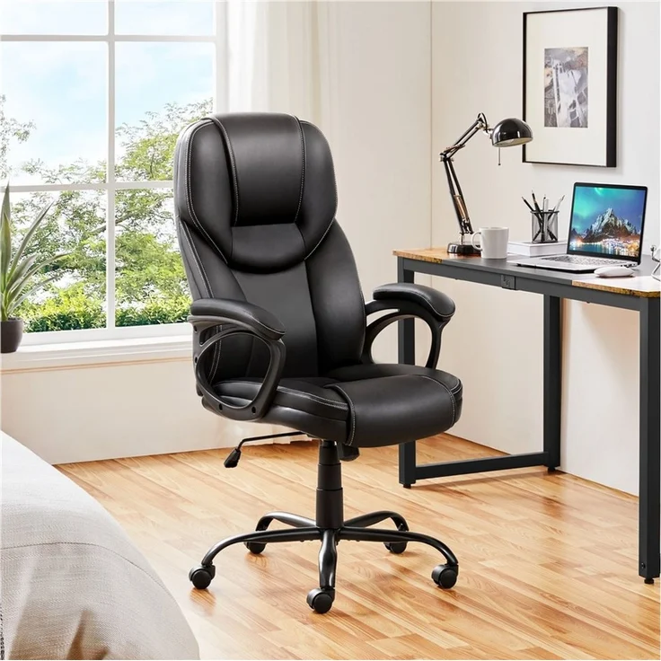 Yaheetech Bürostuhl, Chefsessel Schreibtischstuhl Drehstuhl Höhenverstellbar, Max. Belastbarkeit 136 kg, Schwarz