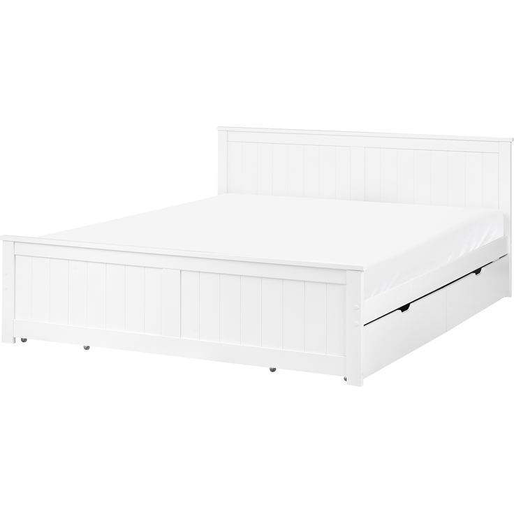 Bett mit 4 Schubladen Kiefernholz SABRAN 160x200 cm Weiß – Bild 4