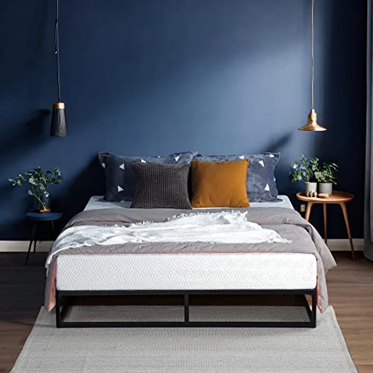 Olee sleep 22cm Modernes Metall-Plattform-Bettgestell / Bett / Metall / Metall-Bettgestell / Holzlatten / Matratzenrahmen / Holzlattenrost / Kein Boxspring erforderlich / 90x200 cm / Twin / Schwarz – Bild 3