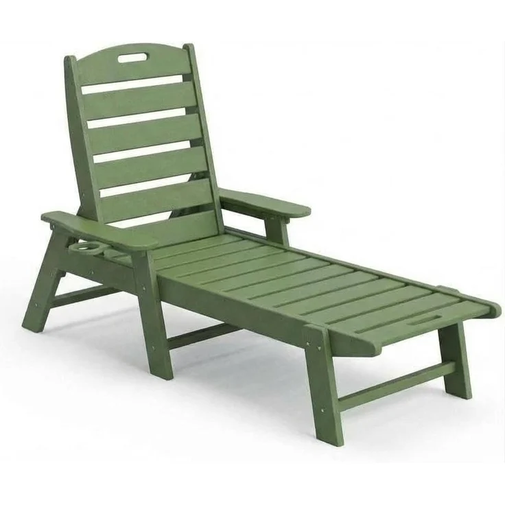 GarveeHome Wetterfeste Gartenliege Aus HDPE, Sonnenliege Mit Verstellbarer Rückenlehne Und Getränkehalter, Lange Poolliege, Für Pool, Strand Und Garten, 150x60x98cm (1 Stück)