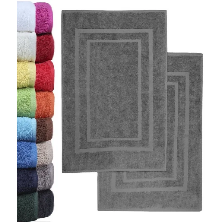 NatureMark 2er Pack Badvorleger | Premium Qualität | 100% Baumwolle | 50x80 cm | Duschvorleger Duschmatte Doppelpack | Farbe: Anthrazit grau