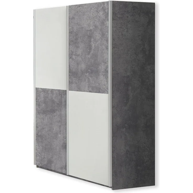 Schwebetürenschrank LUPO Beton grau und weiß