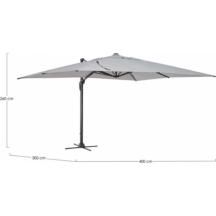 Sonnenschirm Gava aus Aluminium, modern und 360° schwenkbar, hellgrau, rechteckig 3x4 m – Bild 1