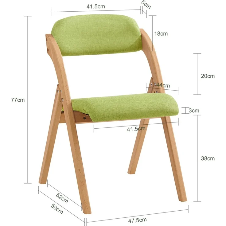 SoBuy FST92-GR Klappstuhl, Stoff, Lackiert, Grün, 41,5 x 77 x 47,5 cm – Bild 3