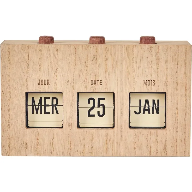 HOME DECO FACTORY Tablett Holz mit Metallgriffen Serviertablett Braun