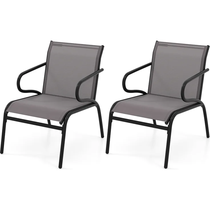 2er Set Gartenstühle Balkonstühle mit Stmungsaktivem Stoff Terrassenstühle bis 150 kg Belastbar