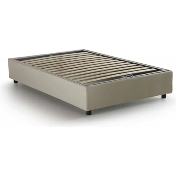 Talamo Italia - Chiara Doppelbett, Bettkasten mit Stoffbezug, 100 % Made in Italy, Öffnung vorne, inklusive Matratze 120 x 190 cm, Beige – Bild 5