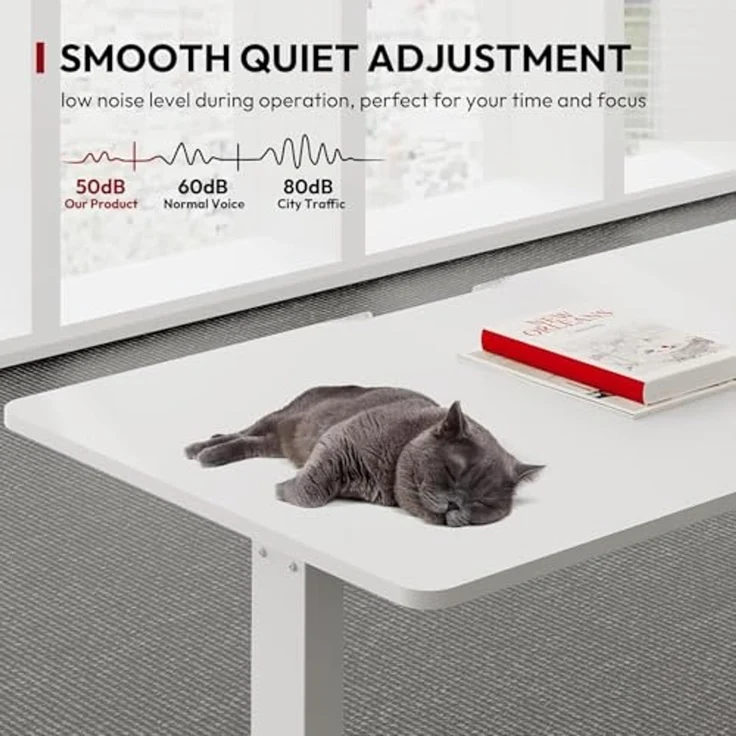 SANODESK Höhenverstellbarer Schreibtisch 120x60 cm Schreibtisch Höhenverstellbar Elektrisch Ergonomischer Steh-Sitz Tisch Computertisch für Heimbüro Homeoffice(weiß) – Bild 5