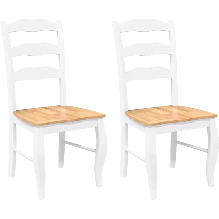 vidaXL Esszimmerstühle 2 Stk. Weiß Massivholz Gummibaum 4102496