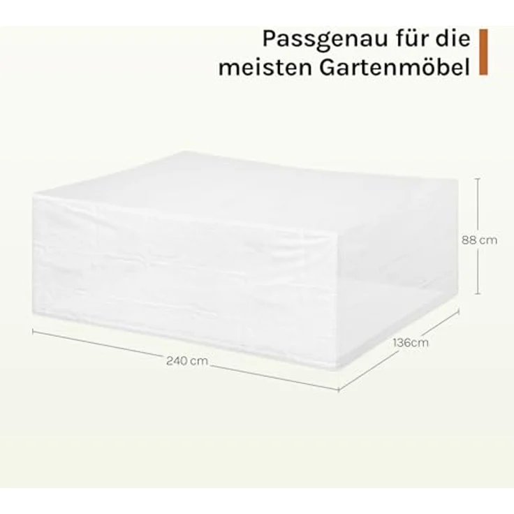 WOLTU Schutzhülle Möbelsets, 240 x 136 x 88 cm, Abdeckung für Gartenmöbel, Abdeckhaube aus PE, Plane UV-Beständig wasserabweisend Winterfest reißfest, Transparent – Bild 9