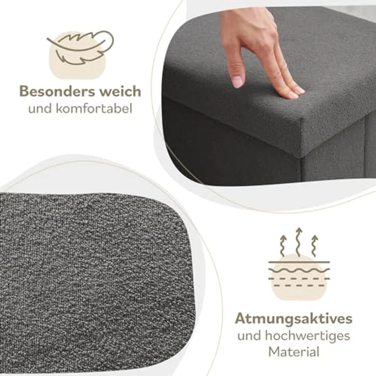 Laleni Sitztruhe Sitzbank mit Stauraum geräumig, Aufbewahrungsbox mit Deckel – Bild 5