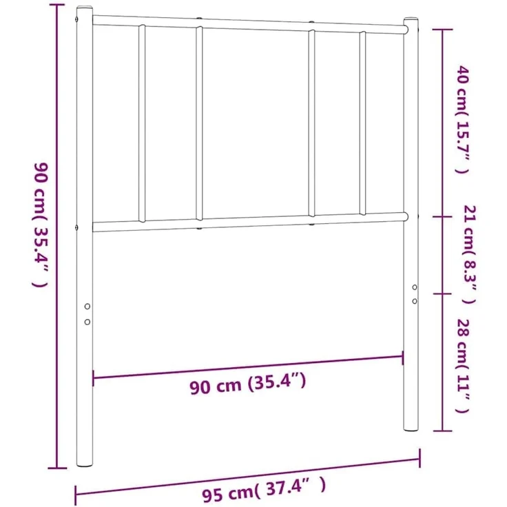 vidaXL Ersatz-Kopfteil Metall Schwarz 90 cm (Art-Nr 352508) – Bild 3