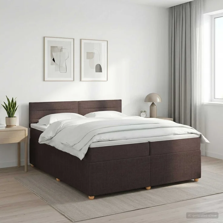 vidaXL Boxspringbett mit Matratze Dunkelbraun 200 x 200 cm Stoff 3451541 – Bild 1