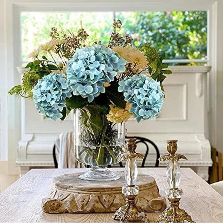 Künstliche Hortensie Blumen Real-Touch Kunstblumen Hydrangea Deko 2 Stück blaue – Bild 4