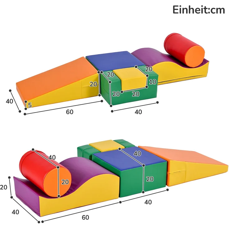 6 TLG Riesenbausteine zum Toben & Klettern Großbausteine für Kinder. Treppe und Rutsche für Kinder - Spielzeug zum Klettern, Rutschen und Krabbeln. im Vorschulalter & Babys Softbausteine, bunt. – Bild 6