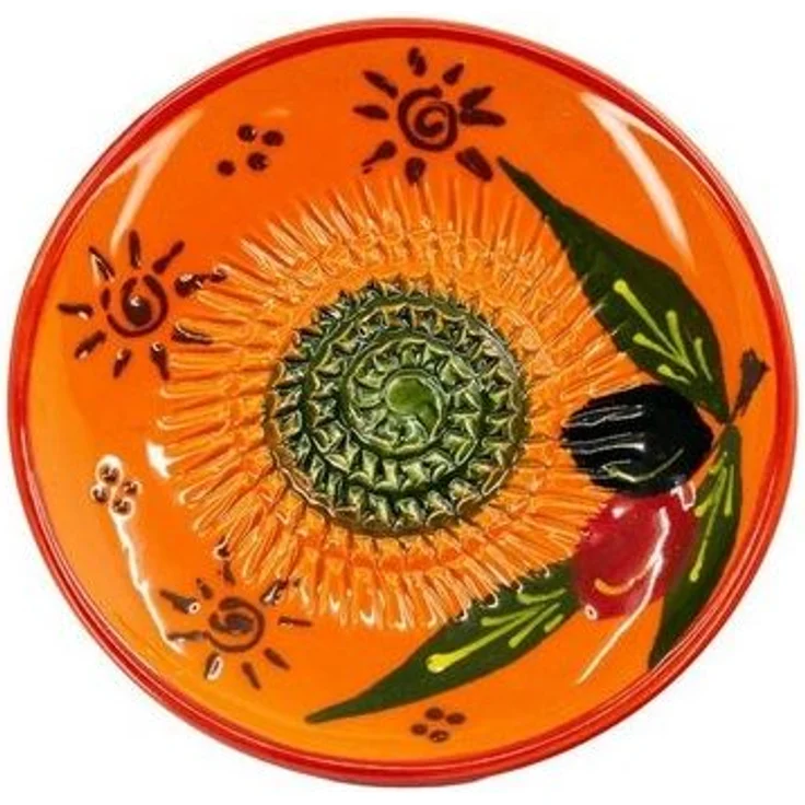 Kaladia Multireibe Reibeteller Sonne (braun) mit Oliven, Keramik, handbemalte Küchenreibe - Made in Spain – Bild 2