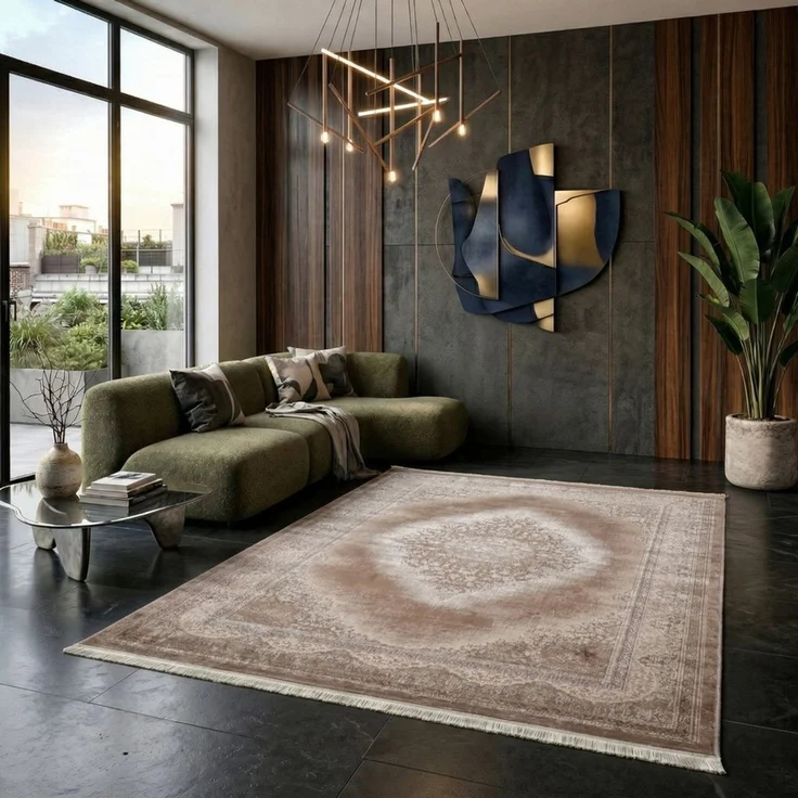 Vimoda Orientteppich Salsa, moderner orientalischer Klassiker Look mit Fransen, Rechteckig, Höhe: 13 mm, Teppich kurzflor modern, dicht, weich, Wohnzimmer, Schlafzimmer – Bild 5