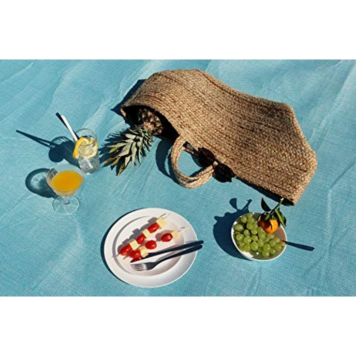 jilda-tex Picknickdecke Campingdecke XXL Matte 200x200 cm Strandmatte wasserdicht sandfest (Chillout-Petrol) – Bild 6
