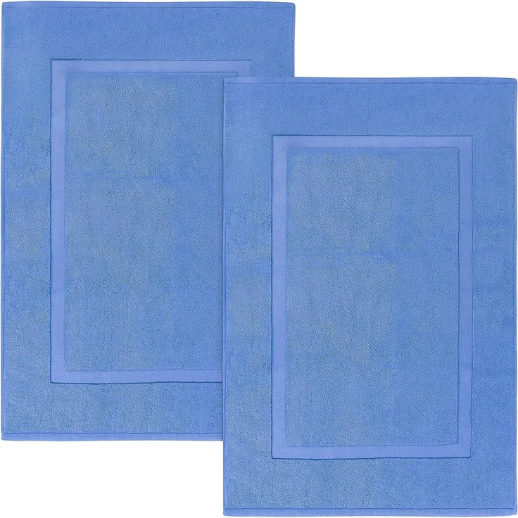 Utopia Towels - 2er Pack groß Badematte Badvorleger (53x86 cm) - 100% Baumwolle Frottee -Waschbare Badteppich (Elektrisch Blau)