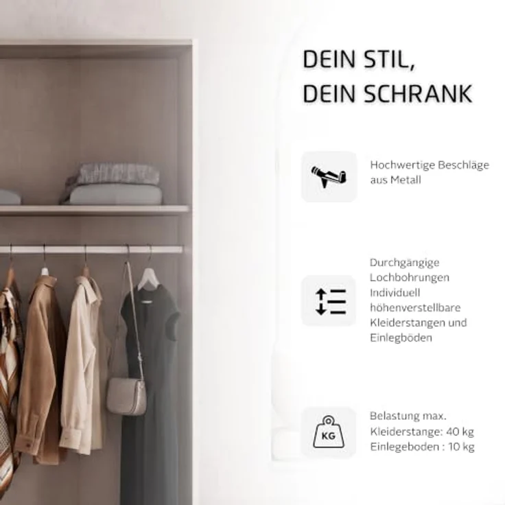 Rauch Möbel MYLORA, Kleiderschrank, Farbe Beige, Breite 226 cm – Bild 9