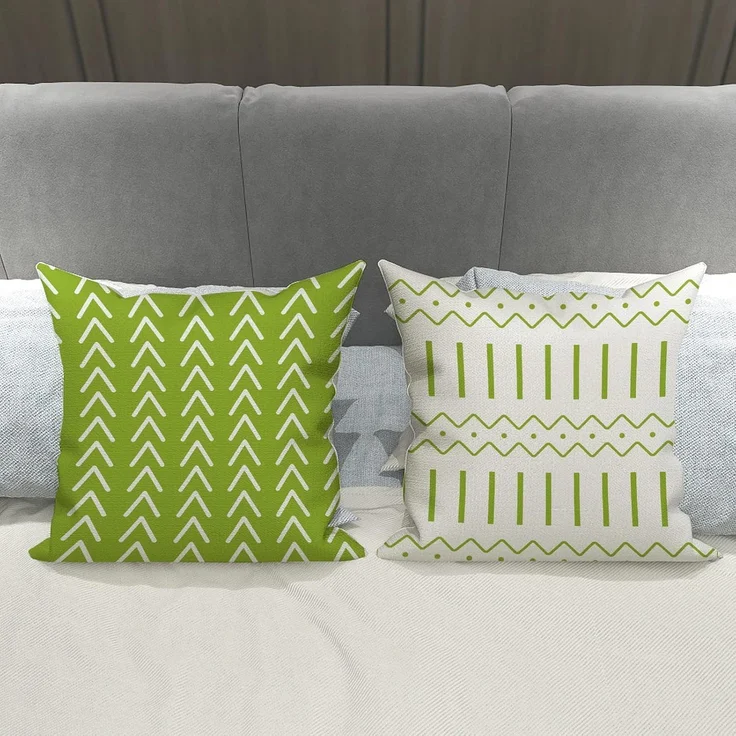 Kissenbezüge 45 × 45 cm 4er-Set Sage Green, Outdoor Leinen Kissenhüllen, Couch Bett Auto – Bild 4