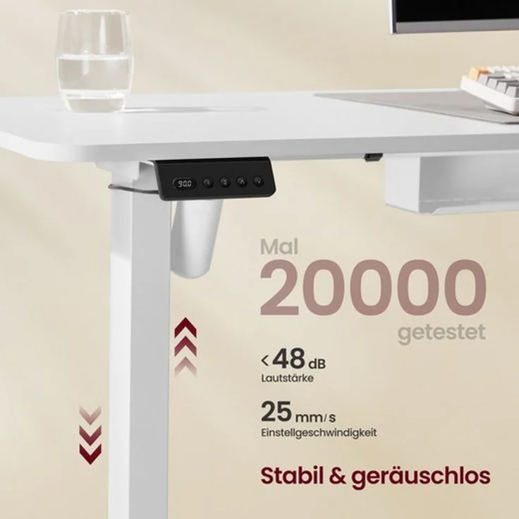 VASAGLE Höhenverstellbarer Schreibtisch elektrisch, L-förmiger Eckschreibtisch, mit Ladestation, Memory-Funktion mit 2 Höhen, für Homeoffice, wolkenweiß-mattweiß, 140x160 cm – Bild 5