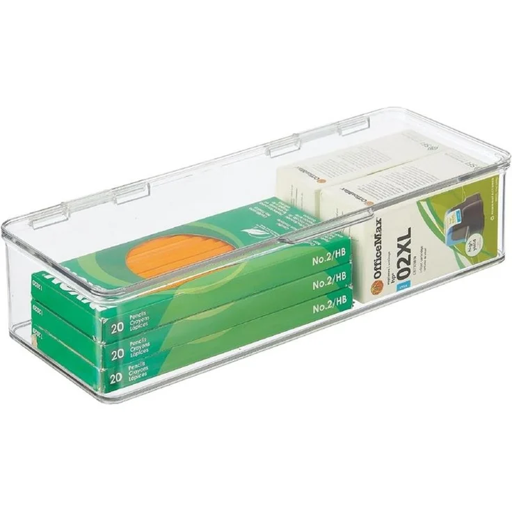 mDesign Organizer Aufbewahrung Kiste Box stapelbar Deckel 4er-Set Transparent – Bild 8