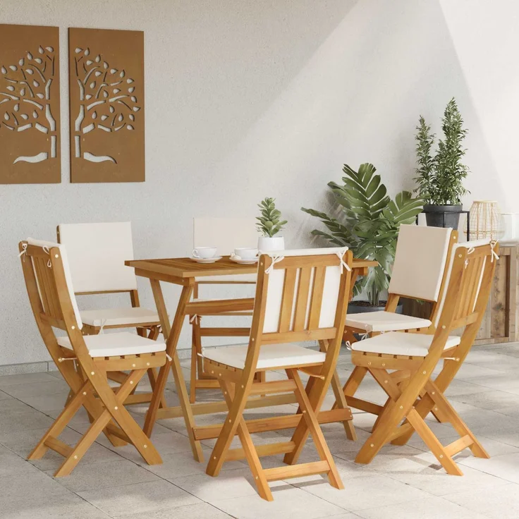 vidaXL Außen Bistro-Stühle mit Kissen 6 pcs Cremeweiß 38 x 46 x 85 cm 3416293 – Bild 3