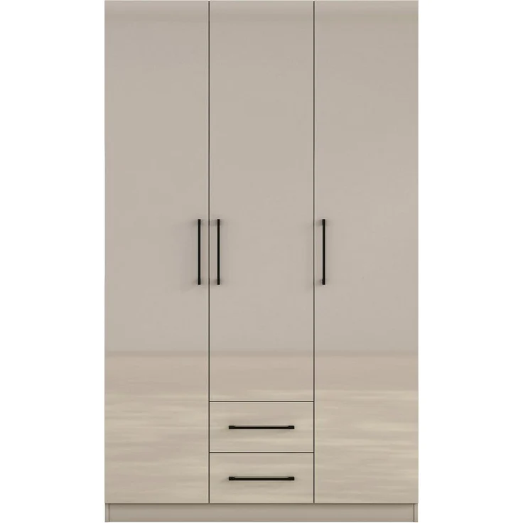 OTTO home Kleiderschrank Sylt Schlafzimmerschrank Garderobe Schrank Bestseller hochglanz (hochwertige schwarze Metallgriffe) Drehtürenschrank mit perfekter Innenausstattung, Breite 120cm – Bild 1