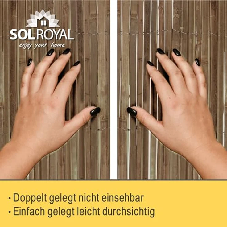 Sol Royal Dunkelbrauner Split Bambus Sichtschutz 140x600 cm – Sichtschutz Bambus Zaun Bambusmatte Gartensichtschutz Balkon Sichtschutzzaun – Natursichtschutz Witterungsbeständig B55 – Bild 6