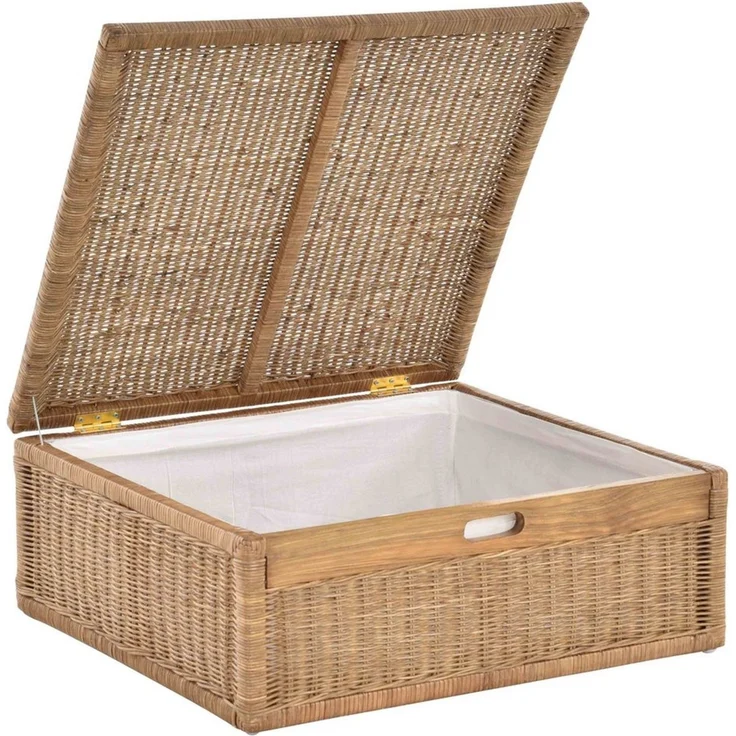 Krines Home Aufbewahrungskorb Großer Unterbett Schub aus Rattan 64 x 58 x 25 cm / Unterbettkommode, mit Deckel, Bett Kasten Korb Kleider Aufbewahrung Box – Bild 2