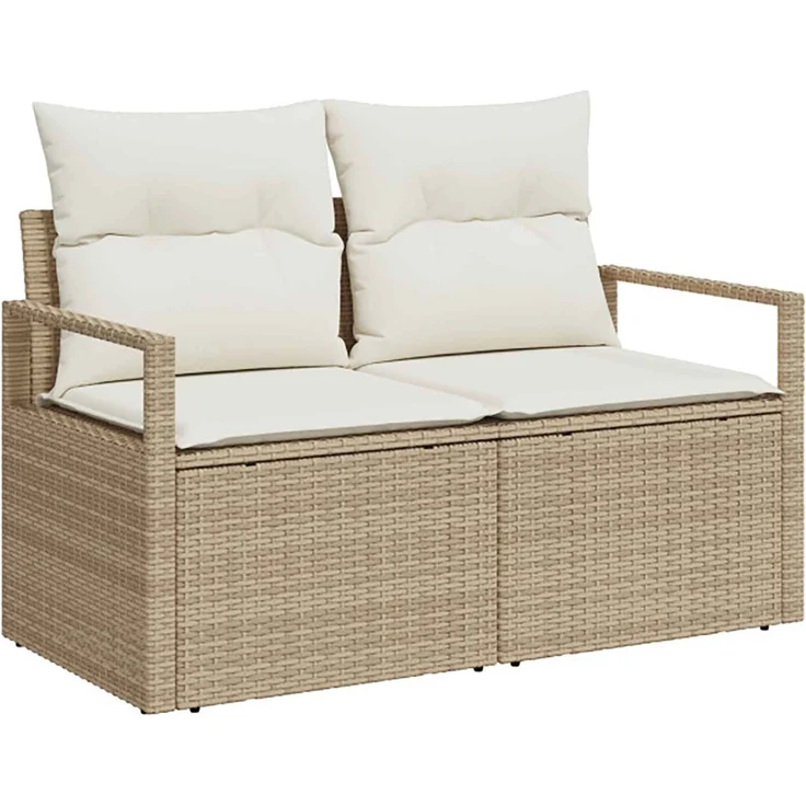 vidaXL Sofa Set 6 stk. Beige und Cremeweiß Polyrattan und Stahl 3447254 – Bild 3