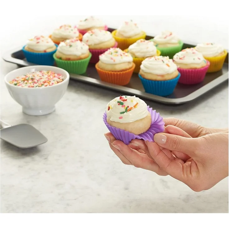 TUWENA Silikonform Wiederverwendbare Muffinformen aus hochwertigem Silikon Cupcake, (12-tlg), Antihaftwirkung – Bild 1