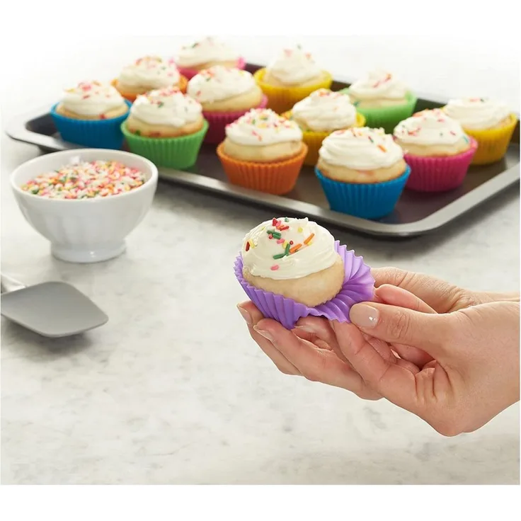 TUWENA Silikonform Wiederverwendbare Muffinformen aus hochwertigem Silikon Cupcake, (12-tlg), Antihaftwirkung