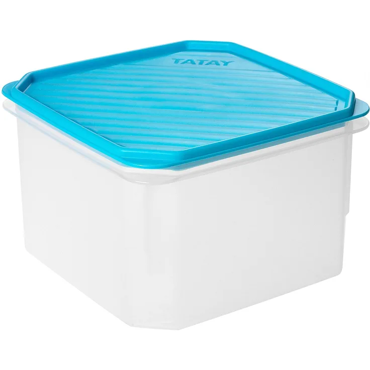 TATAY Frischhaltedose 2,9L Top Flex | Druckdeckel | Vorratsdosen mit Deckel Luftdicht | Geeignet für Mikrowelle, Spülmaschine, Kühlschrank, Gefrierfach | Kunststoff BPA-frei | 18,5 x 18,5 x 12,2 cm, Blau