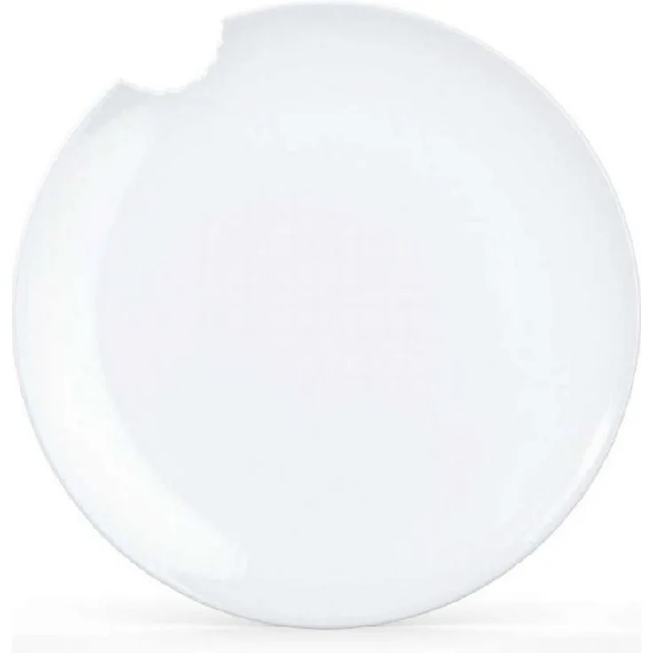 Speiseteller mit Biss Porzellan weiß 2er Set